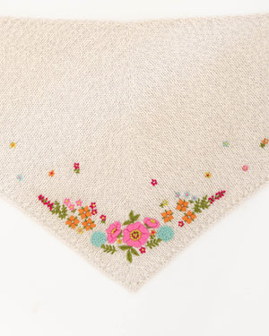 Fleurish Shawlette Knitting Kit and Embroidery Bundle