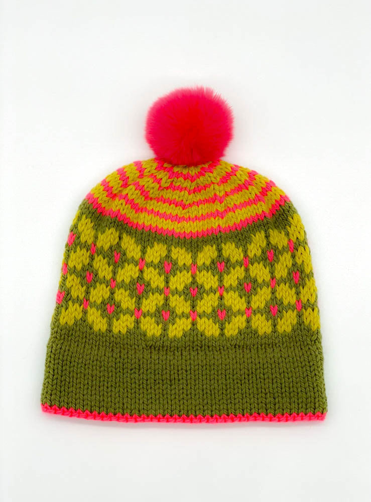 Knitted Beanie Womens, Beanie - Neon knit