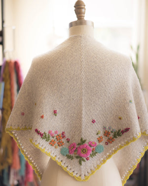 Fleurish Shawlette Knitting Kit and Embroidery Bundle