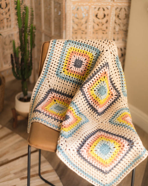 Granny Square Lite Blanket (9-square version) Crochet Kit